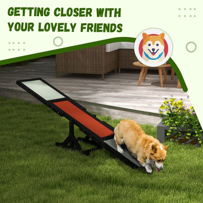 PawHut Wooden Pet Seesaw for Big Dogs, Dog Agility Equipment with Anti-Slip Surface - Black 