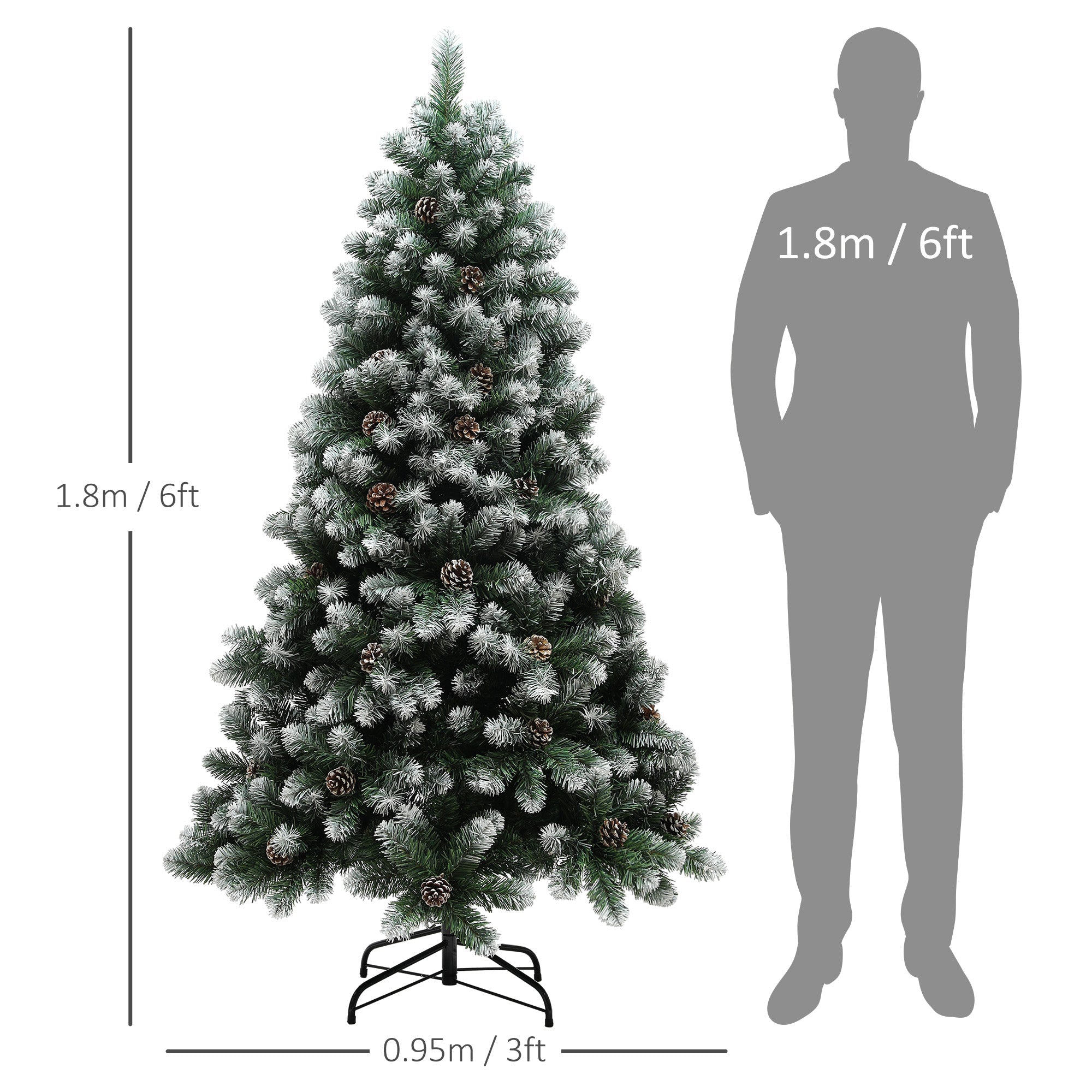HOMCOM 6ft Snow-Dipped Artificial Pine Christmas Tree 