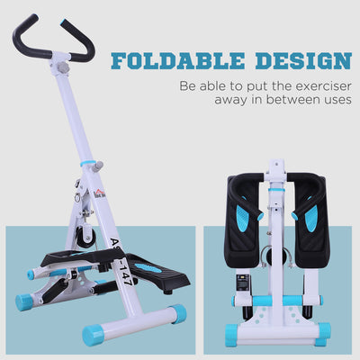 HOMCOM Stepper w/ Handle Hand Grip Workout Fitness Machine For Fitness Aerobic Exercise Home Gym White 