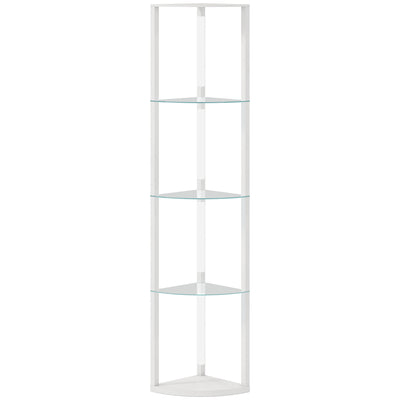 HOMCOM LED Floor Lamp with Shelves, Dimmable Standing Lamp with Foot Switch for Living Room, Bedroom, White