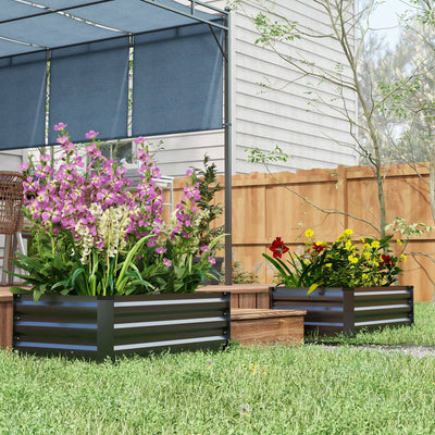 Outsunny Set of Two 60 x 100cm Galvanised Steel Planters, Grey 
