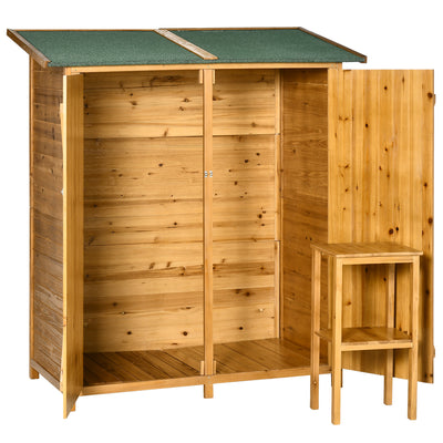 Outsunny 139 x 75 Fir Wood Garden Shed, with Asphalt Roof - Natural 