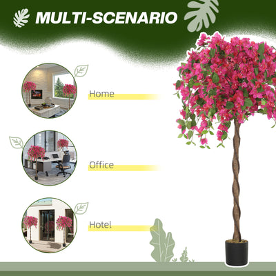HOMCOM Set of 2 Decorative Artificial Plants, Murraya Flowers in Pots, Fake Plants for Home Indoor Decor, 120cm, Purple and Red 