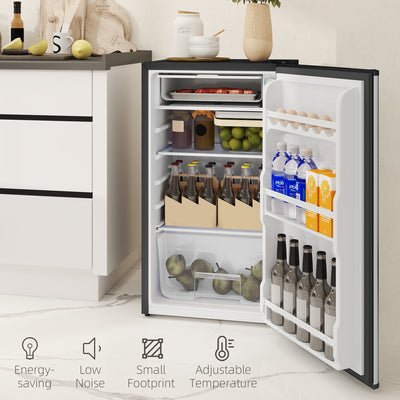 HOMCOM 91 Litre Freestanding Under Counter Fridge Freezer, Small Fridge with Chiller Box, Adjustable Thermostat, 47.5cm Wide, Silver Tone 