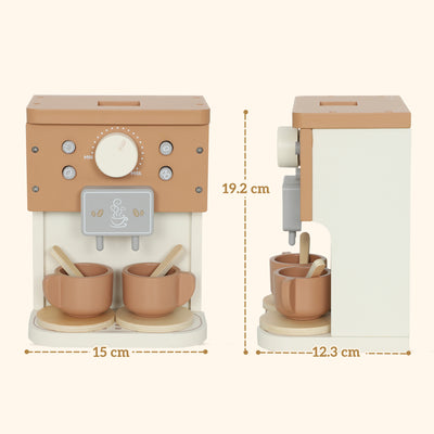 AIYAPLAY Kids Wooden Coffee Machine Toy, Pretend Play Kitchen Accessories Gift for Boys and Girls Ages 3+ 