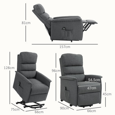 HOMCOM Electric Riser Recline Armchair, with Footrest - Dark Grey 