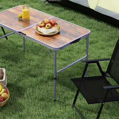 Outsunny 3ft Folding Camping Table Height Adjustable Aluminium Outdoor Garden Party Picnic BBQ Trestle Table Field Kitchen 