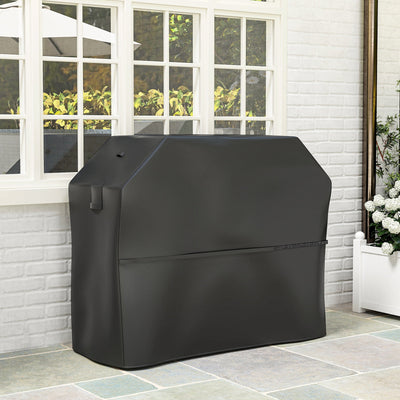 Outsunny BBQ Cover for Rectangular Gas Grill, 600D UPF30+ Oxford Fabric Barbecue Cover for Waterproof Protection Rip-Proof, with Windproof Hook and Loop Fasteners, Vents, 147 x 61 x 122 cm, Black 