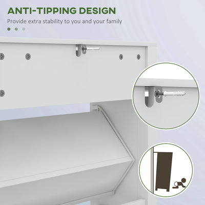 HOMCOM Narrow Shoe Cabinet with 2 Flip Drawers and Adjustable Shelves, White 