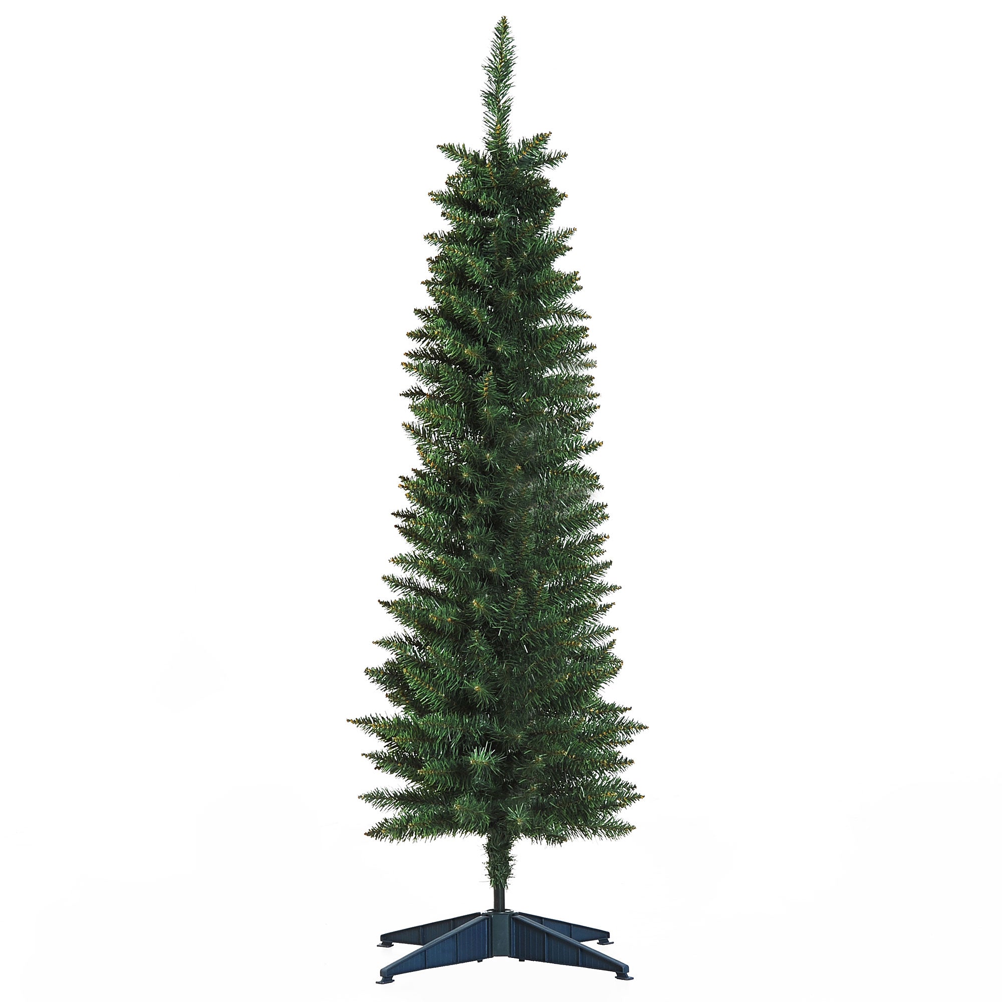 HOMCOM 5ft Unlit Artificial Christmas Tree, Pencil Slim Xmas Tree with Solid Stand and Realistic Branches, Green 
