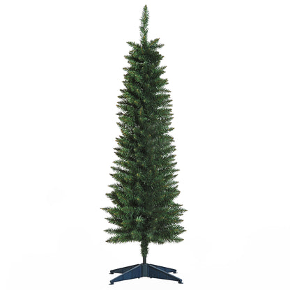 HOMCOM 5ft Unlit Artificial Christmas Tree, Pencil Slim Xmas Tree with Solid Stand and Realistic Branches, Green 