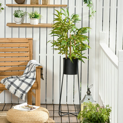 HOMCOM Artificial Plants Bamboo Tree in Pot Desk Fake Plants for Home Indoor Outdoor Decor, 15x15x60cm, Green 