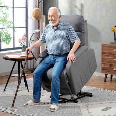 HOMCOM Electric Rise/Recline Armchair, with Reading Light - Grey 