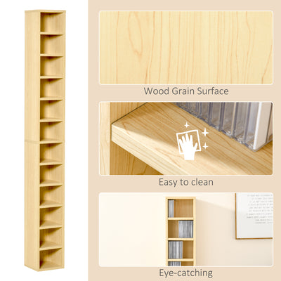 HOMCOM 204 CD Tall Narrow Media Storage Tower - Oak Tone 