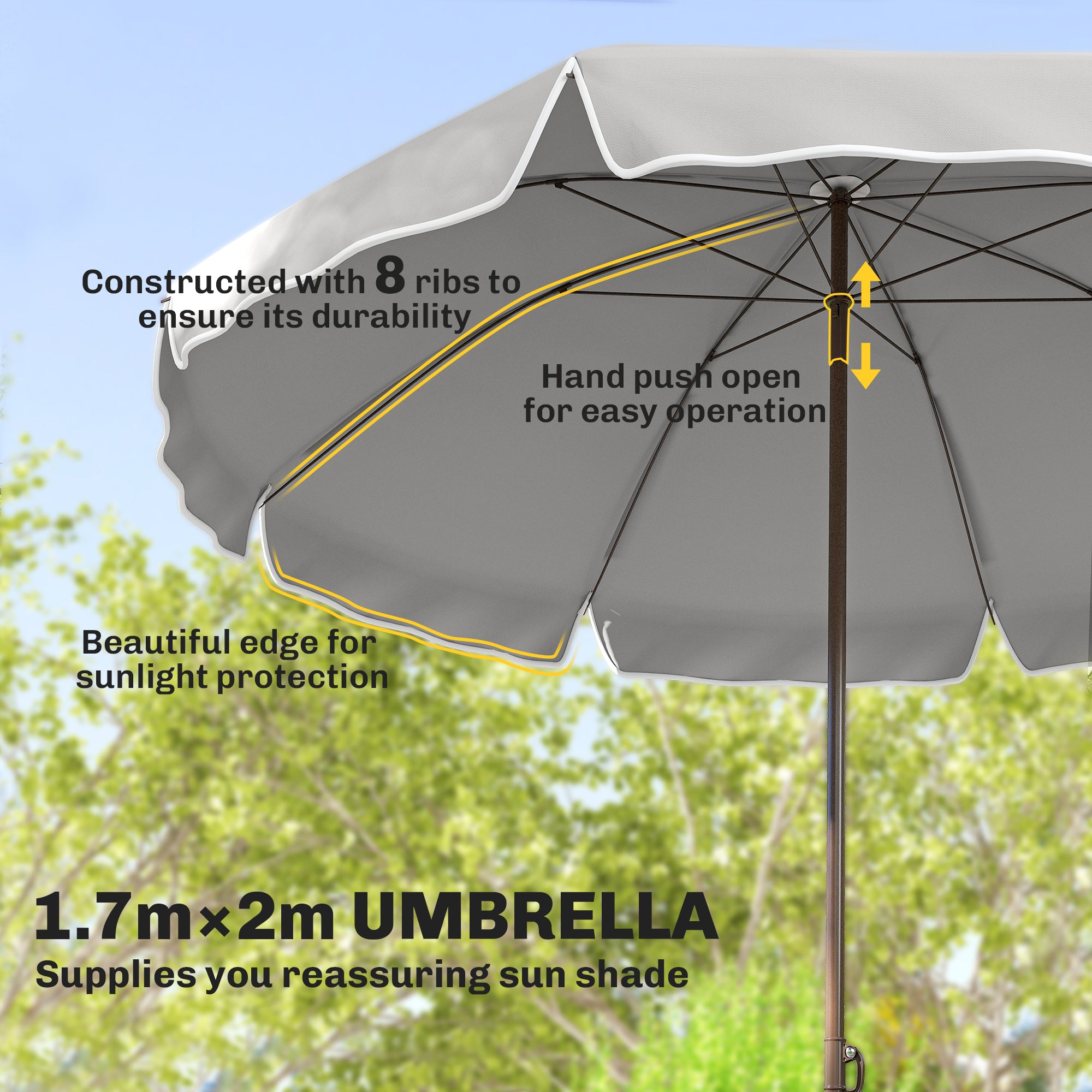 Outsunny 6 Piece Garden Dining Set with Umbrella, Patio Sets with Parasol, 4 Folding Dining Chairs, Dark Grey 