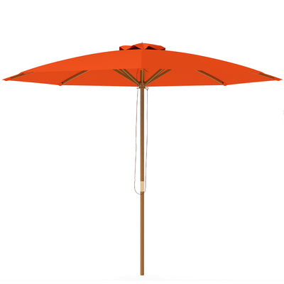 Outsunny 3m Wood Pole Parasol Umbrella - Orange 
