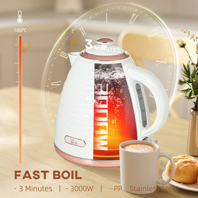 HOMCOM 3kW Rapid Boil Honeycomb Kettle - Cream 