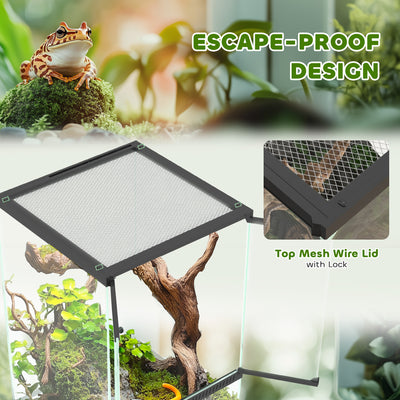 PawHut 40L Vivarium for Lizards, Frogs, Snakes, Turtles, Tortoises w/ Anti-Escape Design, Ventilation 