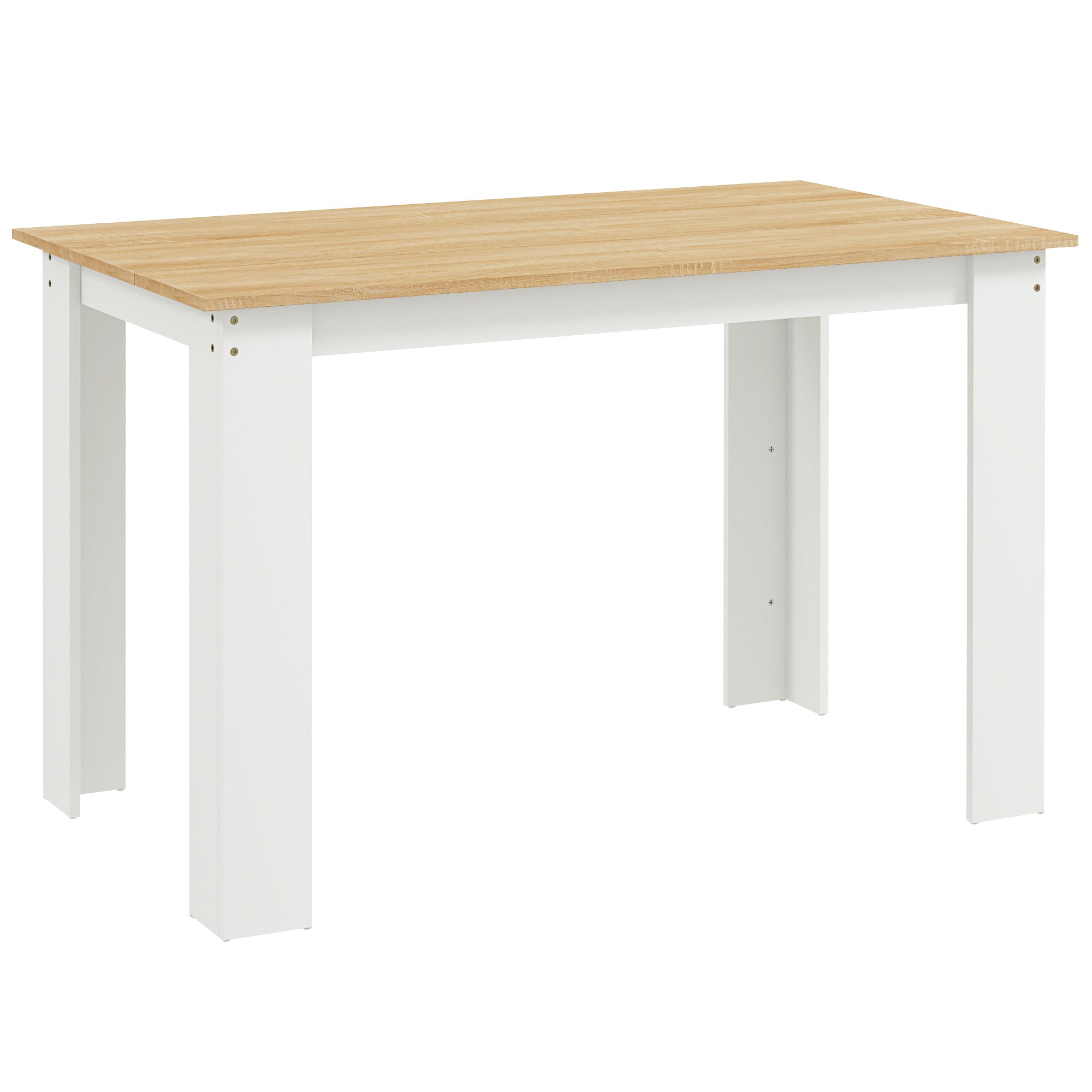 HOMCOM Dining Table for 4-6 People, Kitchen Table with Wood Effect for Dining Room, Oak and White 