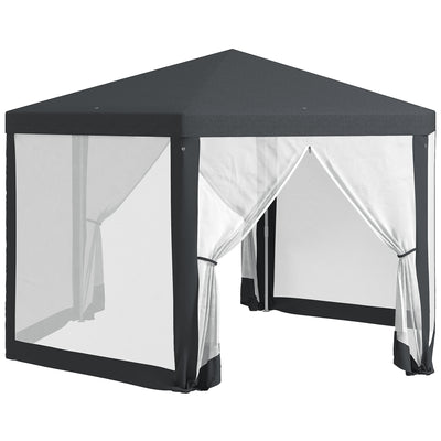 Outsunny 4M Hexagon Gazebo, Netting Party Tent, Patio Canopy Outdoor Event Shelter for Activities, Shade Resistant, Dark Grey 