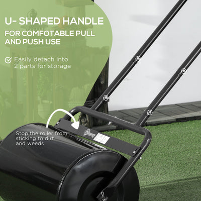 Outsunny 38L Fillable Cylinder Steel Lawn Roller - Black 