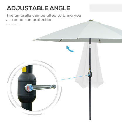 Outsunny 2.7M Garden Parasol Umbrella with Glass Fibre Ribs and Aluminium Frame, Tilting Sun Shade Shelter Canopy, Cream White 