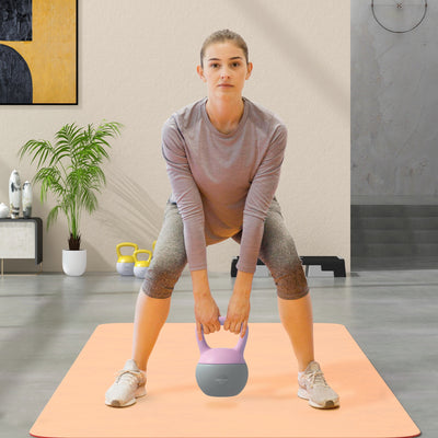 SPORTNOW Soft Kettlebell, 6kg Kettle Bell with Non-Slip Handle for Home Gym Weight Lifting and Strength Training, Purple and Grey 