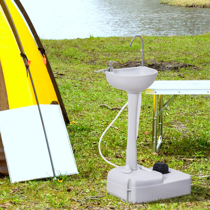 Outsunny Camping Portable Handwash Sink w/ Towel Holder & Soap Dispenser Rolling Wheels Outdoor Drainage Equipment 