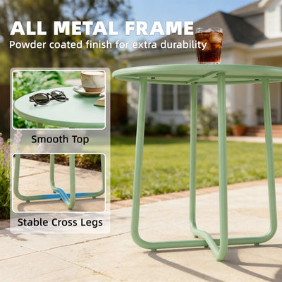 Outsunny 48 cm Round Garden Side Table, Small Metal Outdoor Garden Table with Rolled Edge, Green 