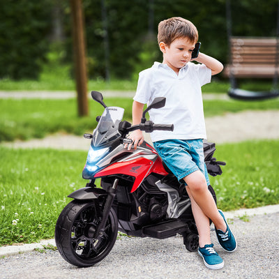 AIYAPLAY 12V Honda Licensed Kids Electric Motorbike w/ Music, Headlights, Early Education Function, for Ages 3-6 Years, Red 