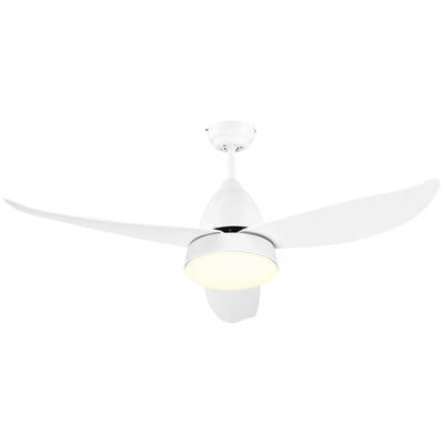 HOMCOM Reversible Ceiling Fan with Light, 3 Blades Indoor Modern Mount White LED Lighting Fan with Remote Controller, for Bedroom, Living Room, White 