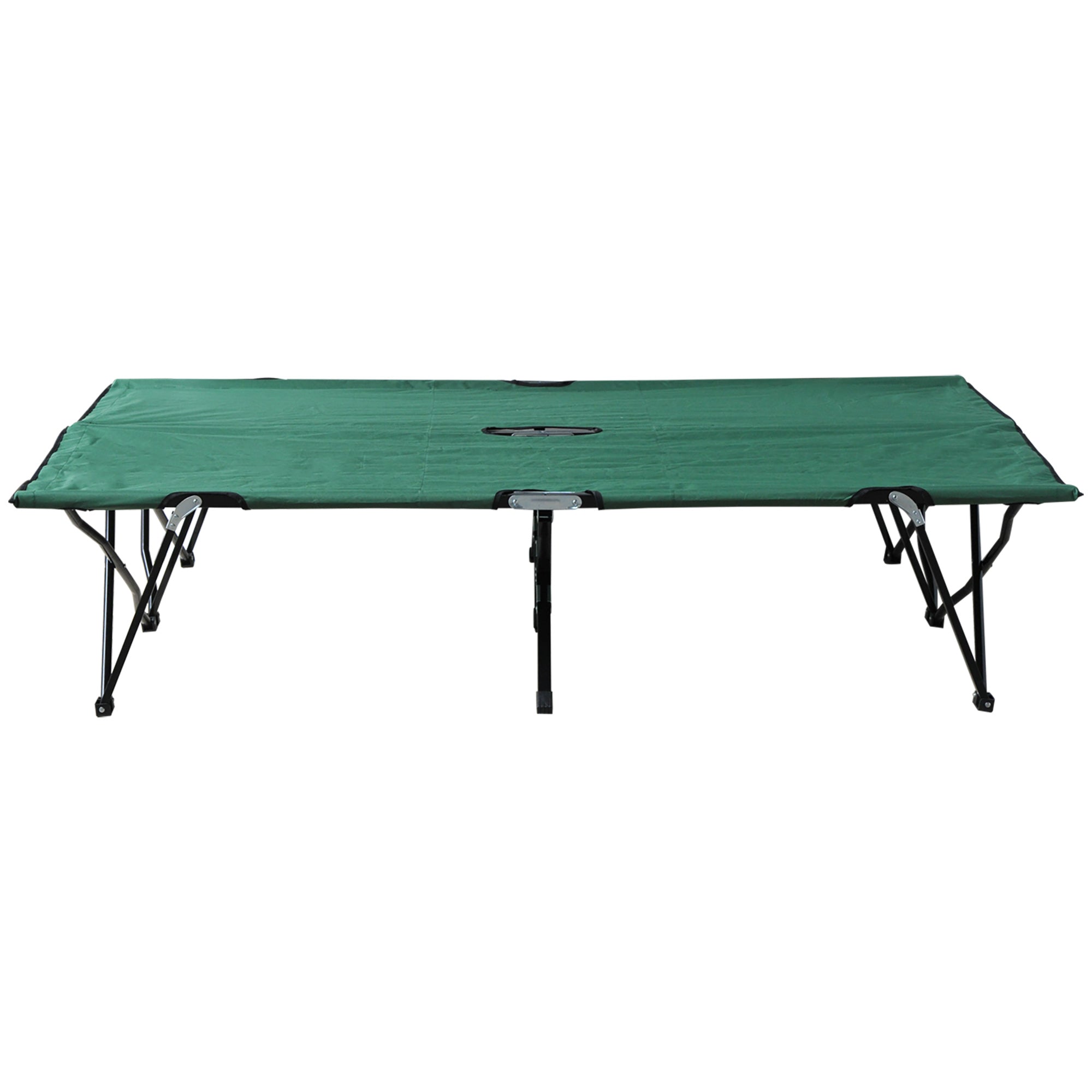 Outsunny Double Camping Cot Bed, with Bag - Green 