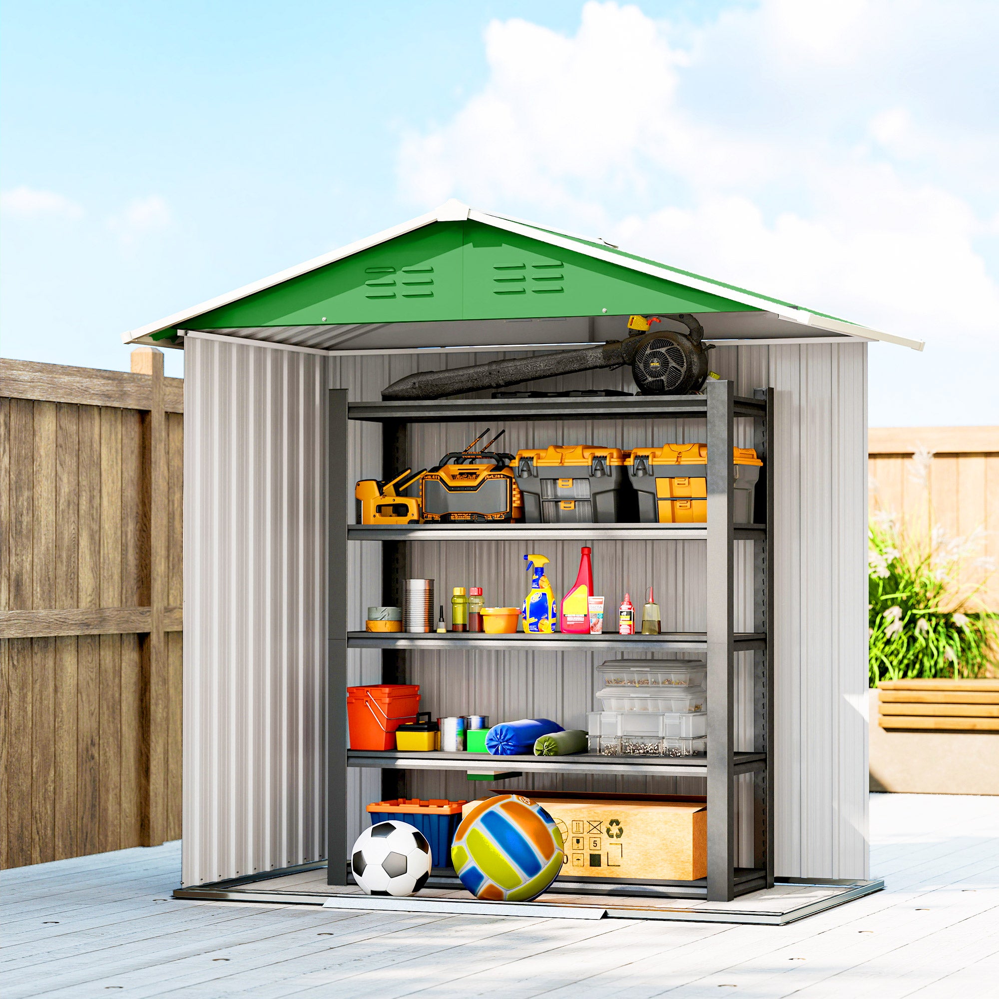 Outsunny 6.5 x 3.5ft Metal Garden Storage Shed - Green 