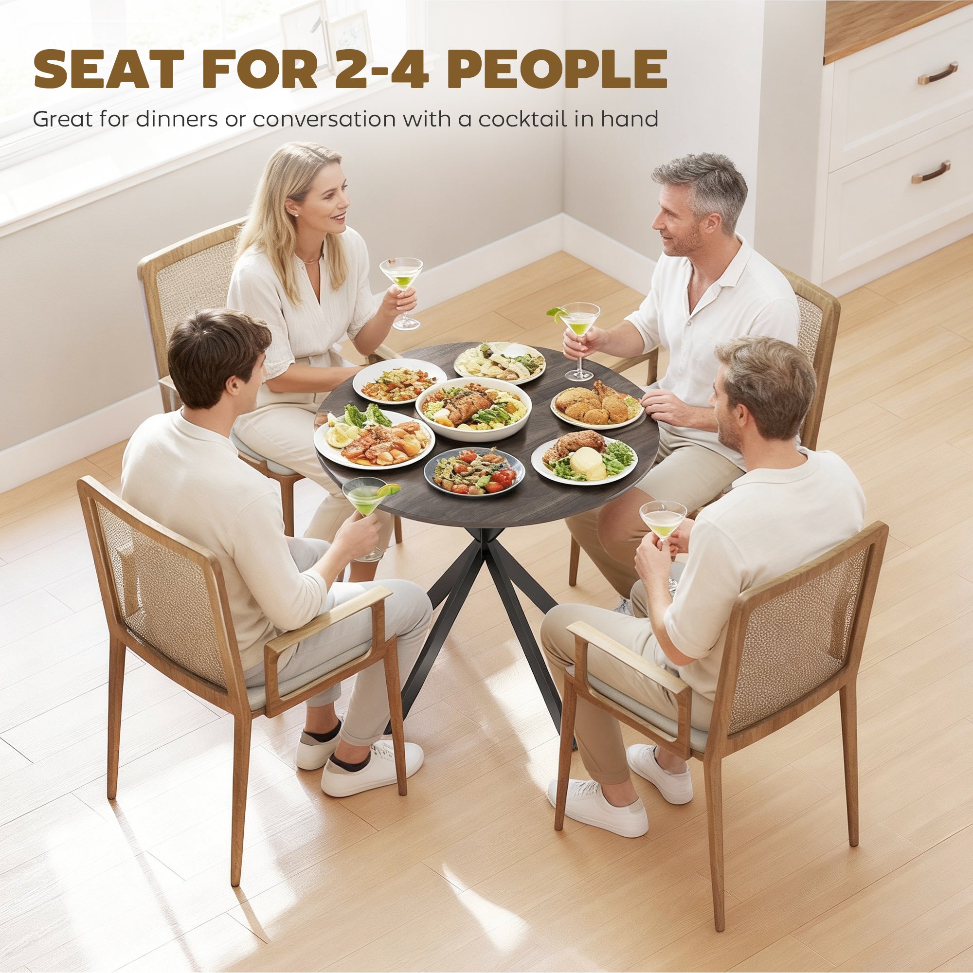 HOMCOM 80cm Industrial Round Dining Table - Brown 