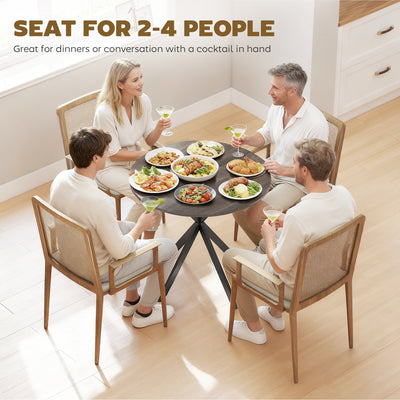 HOMCOM 80cm Industrial Round Dining Table - Brown 