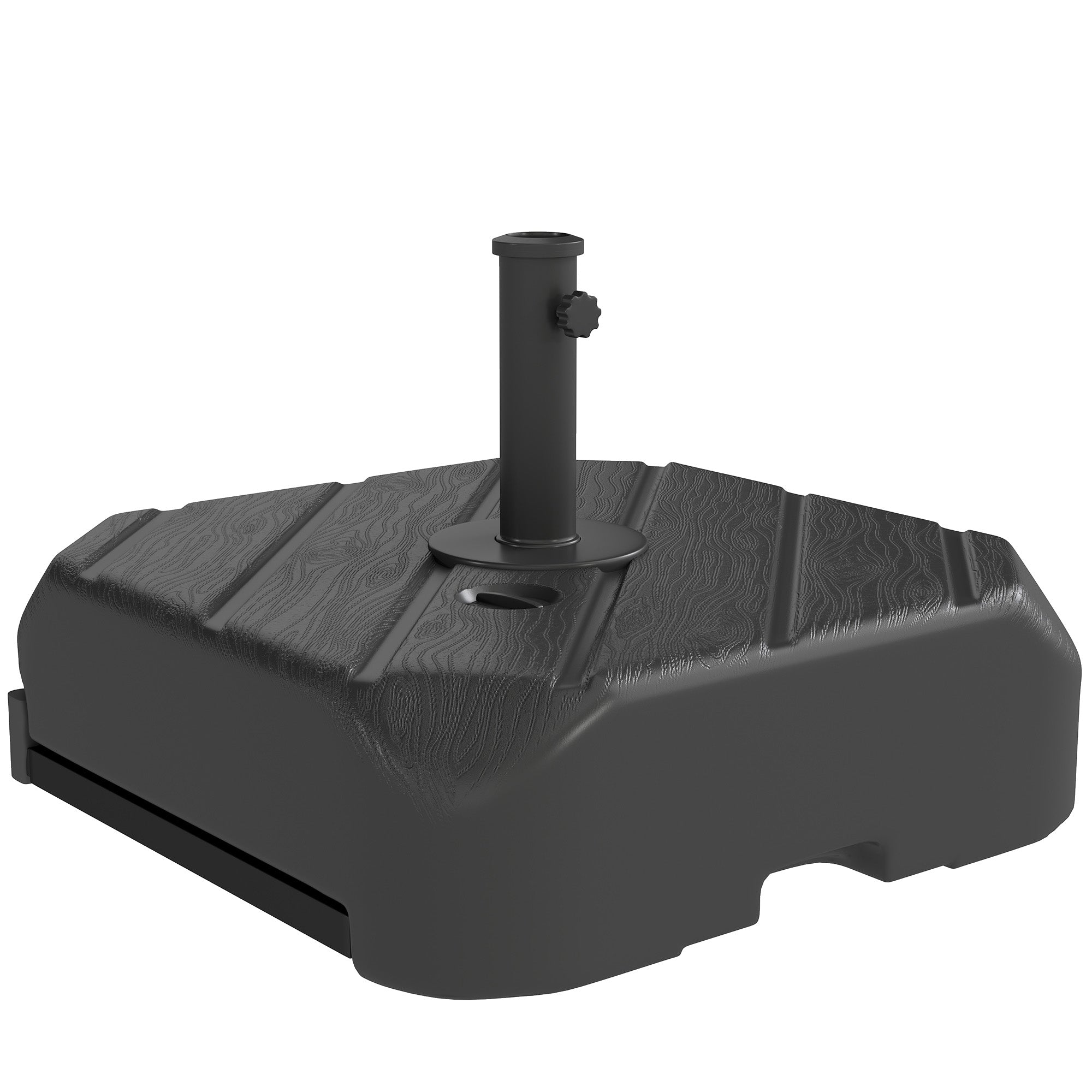 Outsunny Garden Parasol Base with Wheels, Telescopic Handle, 72 kg /45 kg Fillable Sun Umbrella Base Parasol Stand, Black 