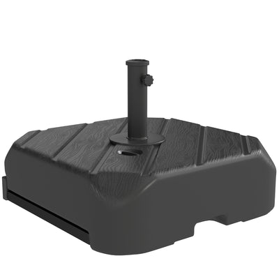 Outsunny Garden Parasol Base with Wheels, Telescopic Handle, 72 kg /45 kg Fillable Sun Umbrella Base Parasol Stand, Black 
