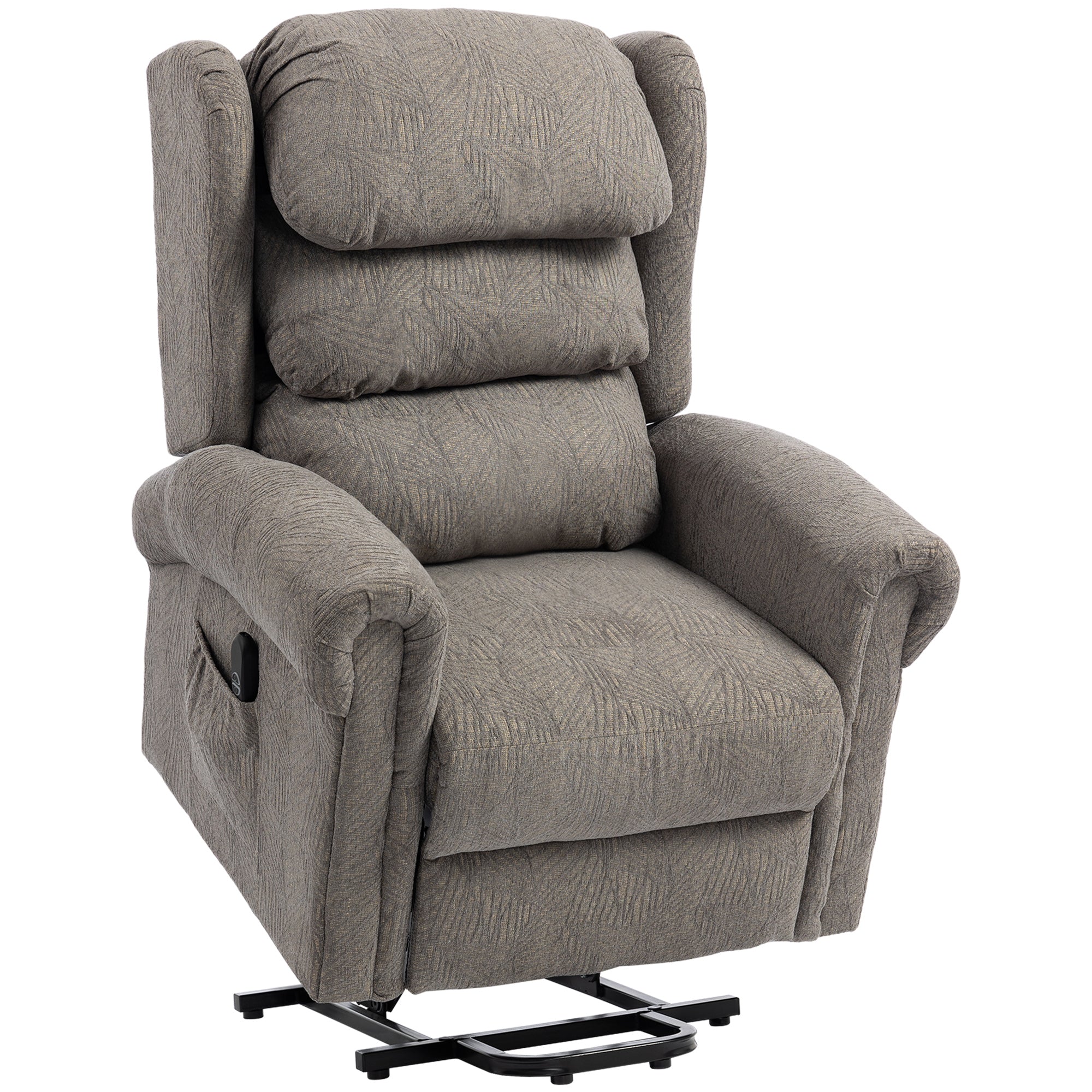 HOMCOM Velvet-Feel Electric Riser Recliner Chair, Power Lift Recliner Chair for Elderly with Remote Control, Dark Grey 