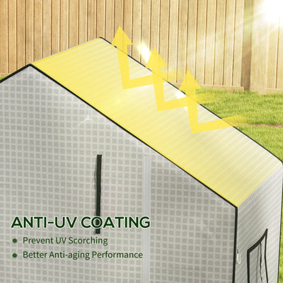 Outsunny Greenhouse Cover Replacement Walk-in PE Hot House Cover with Roll-up Door and Windows, 140 x 73 x 190cm, White 