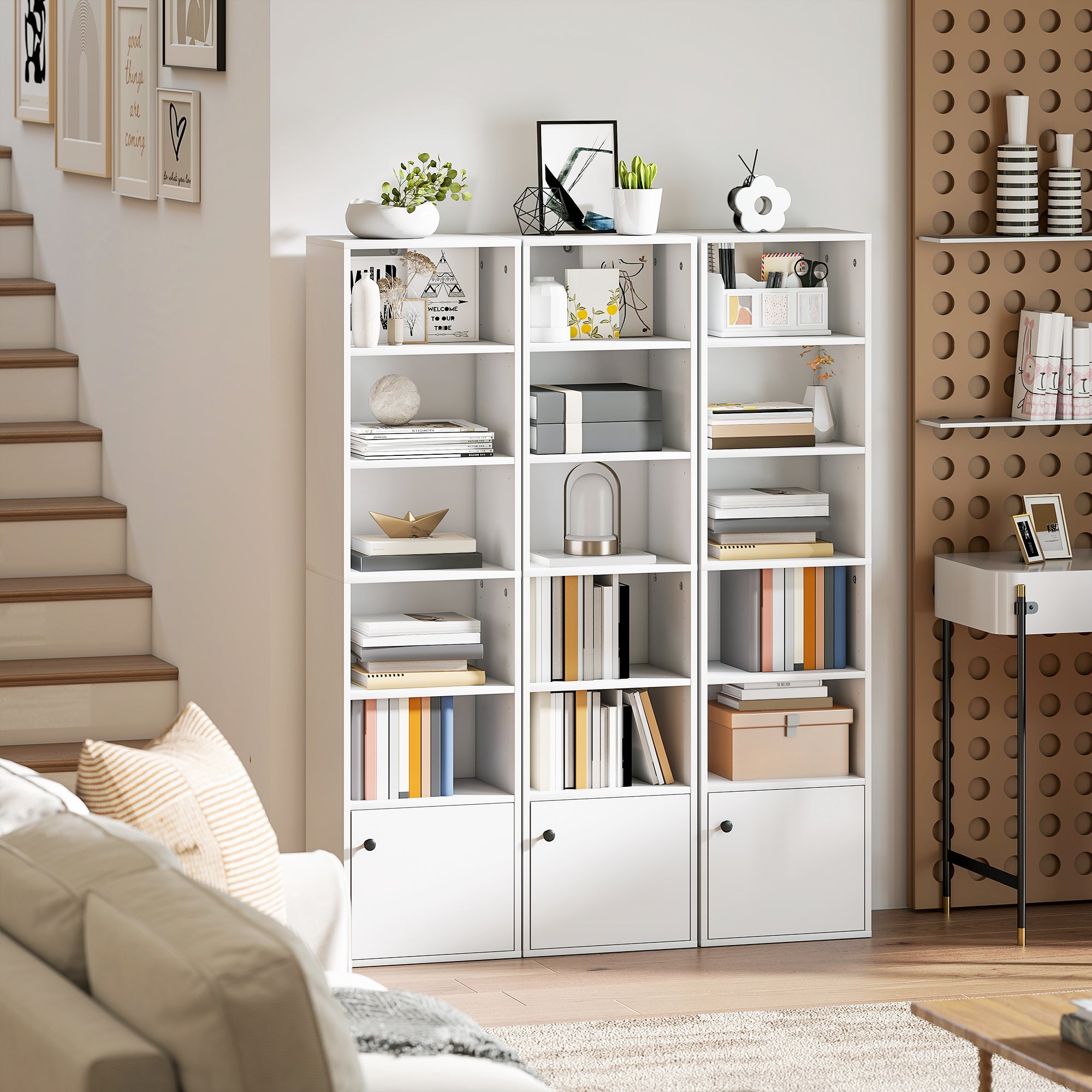 HOMCOM 6-Tier 156 cm Tall Bookcase - White 