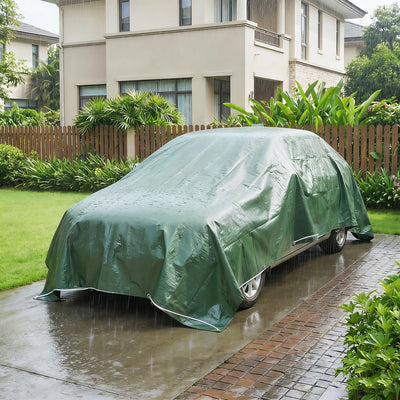 Outsunny 4 x 6m Waterproof Tarpaulin, 90GSM Tear-Resistant PE Tarp with Reinforced Grommets, UV Protected Cover 