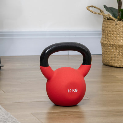 HOMCOM Soft Kettlebell, 10kg Kettle Bell with Non-Slip Handle for Home Gym Weight Lifting and Strength Training, Red 