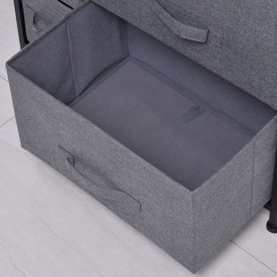 HOMCOM Chest of Drawers with 7 Drawers, Fabric Drawers with Large Storage Space, Drawers Dresser with Metal Frame, Adjustable Feet for Bedroom Living Room, Dark Grey 