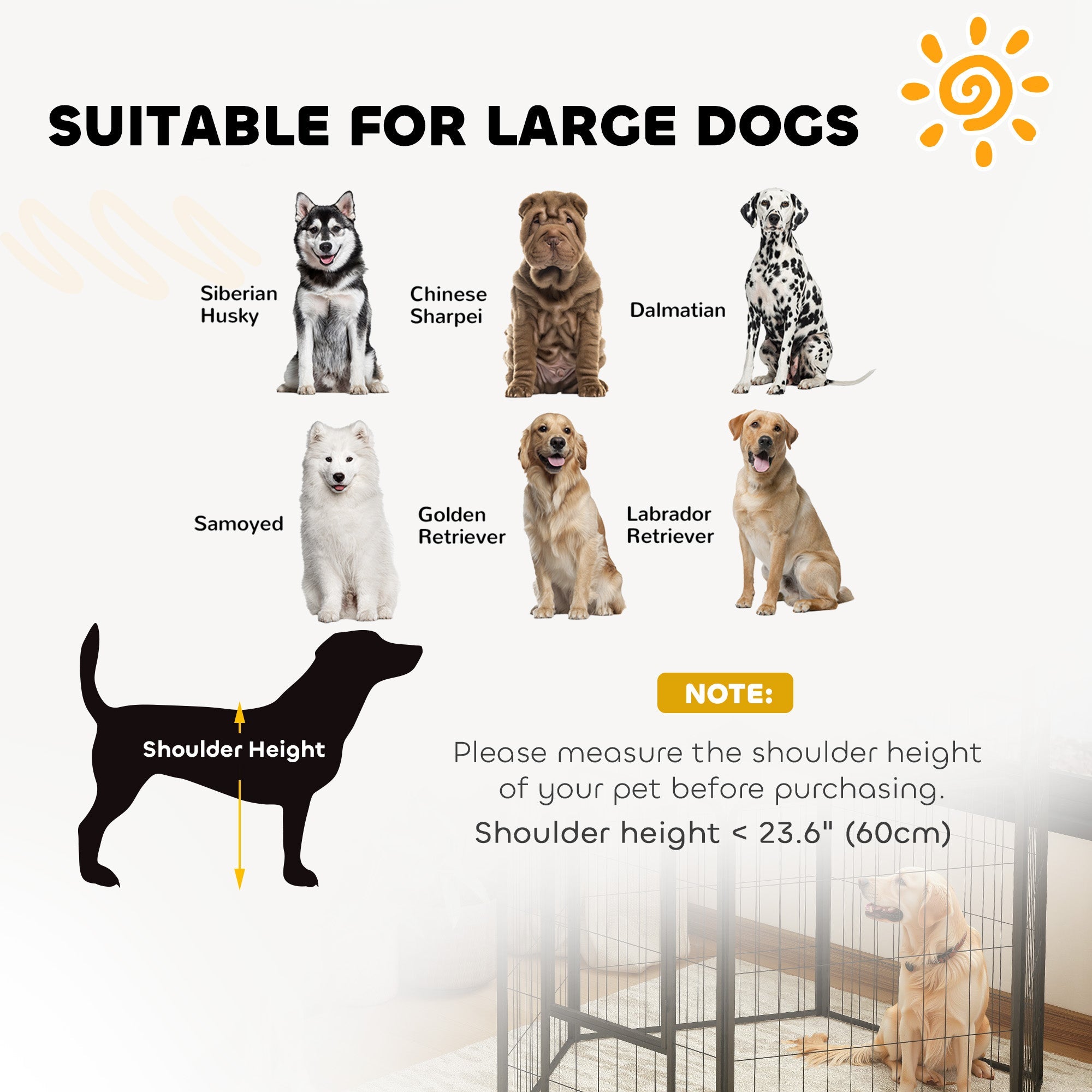 PawHut 6 Panels Heavy Duty Dog Playpen with Secure Door, for Indoor Outdoor, for Garden, Camping, 100cm High 