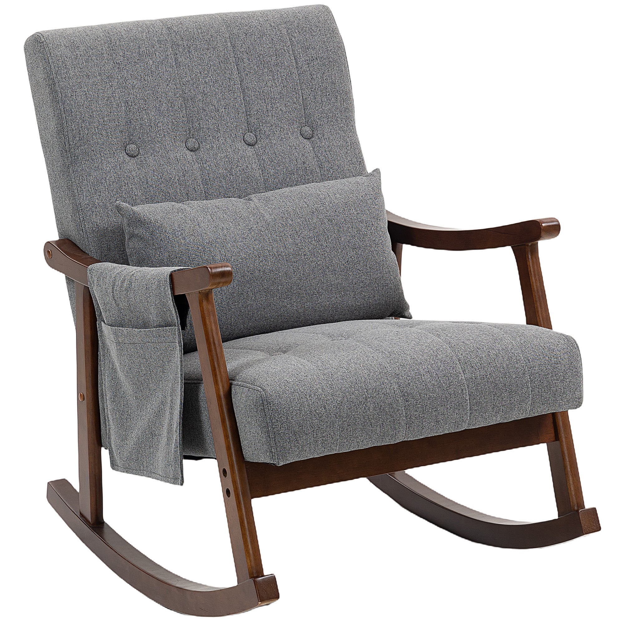 HOMCOM Wood Frame Rocking Accent Chair - Grey 