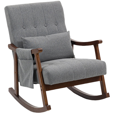 HOMCOM Wood Frame Rocking Accent Chair - Grey 