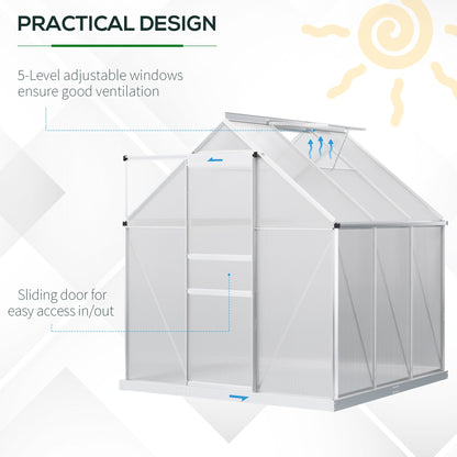 Outsunny 190 x 190cm Walk-In Polycarbonate Greenhouse 