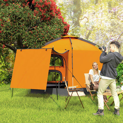 Outsunny Automatic Pop Up Camping Tent, Instant Setup 2-4 Man Tent with Mesh Windows, Waterproof & UV Protection Portable Dome Tent with Carrying Bag for Camping, Hiking, Backpacking, Orange 