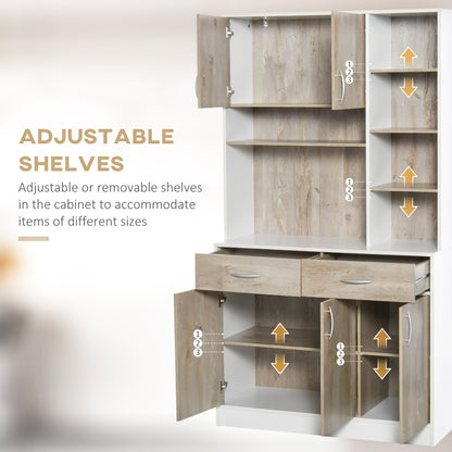 HOMCOM Kitchen Cupboard Sideboard Storage Cabinet Unit with Counter Top, Adjustable Shelves, Drawers for Dining Room, Living Room 