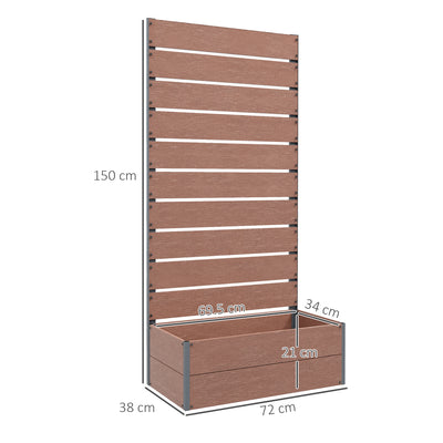 Outsunny 34 x 69.5cm Garden Planter Box, with Back Trellis, Brown 